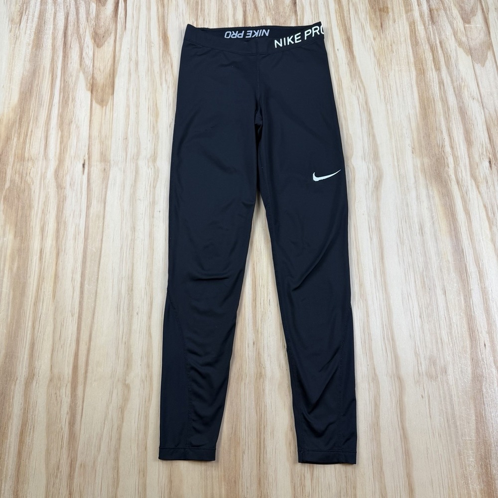 Nike Pro Women's Small Black Cropped Leggings Pull On Athletic Workout Pant Flaw